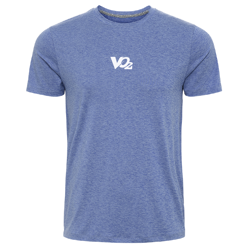 Blue t-shirt with a logo on a white background